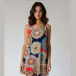 HERSHE  A line dress, very colorful, size Small-Medium.Two pockets on the sides.